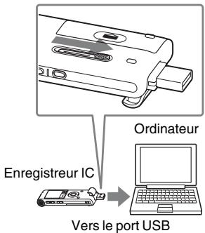 SONY ICD-UX200F - Insérez le connecteur USB de l'enregistreur IC dans le port USB d'un ordinateur. - 1