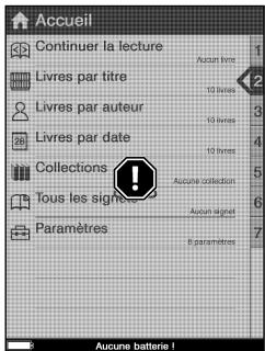 Accueil Continuer la lecture Livres par titre Livres par auteur Livres par date Collections Tous les signes Paramètres Aucune livre 10 livres 10 livres 10 livres Aucune collection Aucune signal B paramètres 7 Aucune batterie!