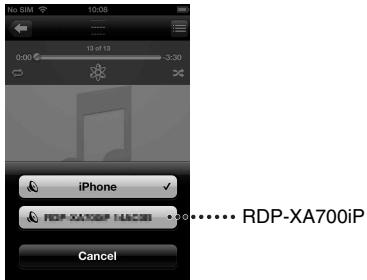 SONY RDP-XA700IP - Selección “RDP-XA700iP” en el menu AirPlay de iTunes o en el iPhone, iPod touch o iPad. - 1