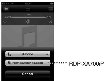 SONY RDP-XA700IP - Sélectionnez « RDP-XA700iP » dans le menu AirPlay d'iTunes ou de votre iPhone, iPod touch ou iPad. - 1