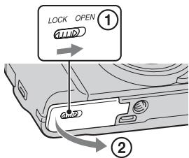 SONY CYBER-SHOT DSC-HX9 - Indsættelse af et hukommelseskort (sælges separat) - 1