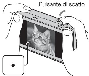 SONY CYBER-SHOT DSC-T110D - Premere parzialmente il pulsante di scatto perMETTERA a fuoco. - 1