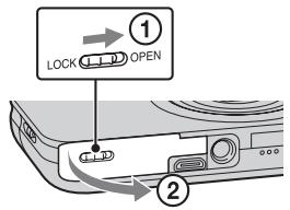 SONY CYBER-SHOT DSC-WX9 - Insertion de la batterie - 1