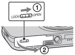 SONY CYBER-SHOT DSC-WX9 - Inserting the battery pack - 1