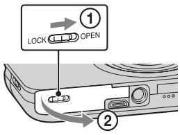 SONY CYBER-SHOT DSC-WX9 - Inserir o pack de baterias - 1