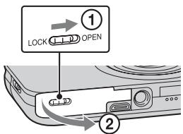 SONY CYBER-SHOT DSC-WX9 - Indsættelse af et hukommelseskort (sælges separat) - 1