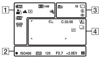 SONY DSC-W530 - List of icons displayed on the screen (When shooting still images) - 1