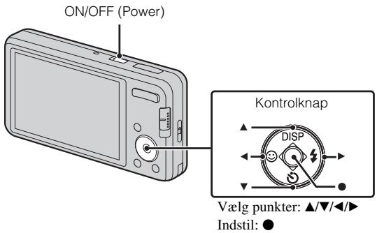 ON/OFF (Power) Kontrolknap DISP Vælg punkter: ▲/▼/◄/► Indstil: ●