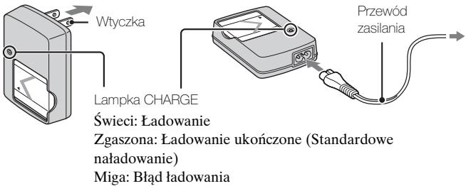 Wtyczka Lampka CHARGE Świeci: Ładowanie Zgaszona: Ładowanie ukończone (Standardowe naładowanie) Miga: Błąd ładowania Przewód zasilania