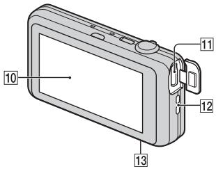 Diagram of a digital camera with numbered parts labeled 10, 11, 12, and 13
