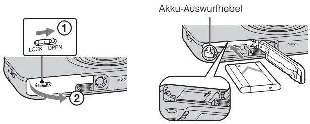 SONY CYBER-SHOT DSC-WX80B - Einsetzen des Akkus - 1
