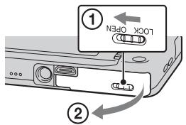 SONY CYBER-SHOT DSC-WX80B - Inserting a memory card (sold separately) - 1