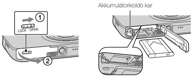 SONY CYBER-SHOT DSC-WX80B - Az akkumulatoregység behelysezése - 1