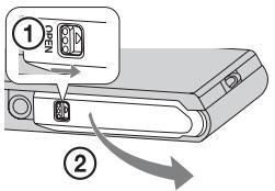 SONY DSC-TX30 - Inserting a memory card (sold separately) - 1