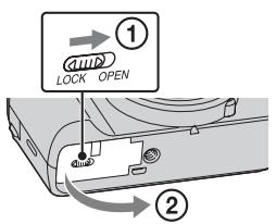 SONY CYBER-SHOT DSC-HX50, DSC HX 50 - Inserting the battery pack - 1