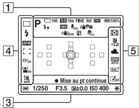 SONY A37, ALPHA SLT-A37 - Liste des icônes sur l'écran - 2