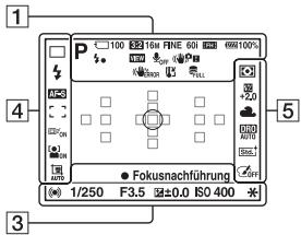 SONY A37, ALPHA SLT-A37 - Liste der Symbole auf dem Bildschirm - 2