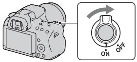 SONY A37, ALPHA SLT-A37 - Kytke kameran virta päälle asettamalla virtakytkin ON-asentoon. - 1