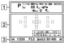 SONY A37, ALPHA SLT-A37 - List of icons on the screen - 1