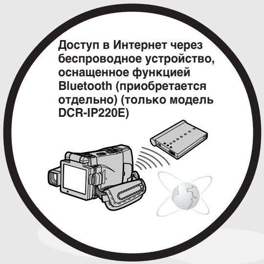 Доступ в Интернет через беспроводное устройство, оснащенное функцией Bluetooth (приобретается отдельно) (только модель DCR-IP220E)