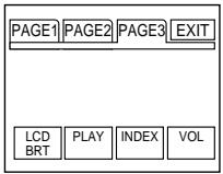 PAGE1 PAGE2 PAGE3 EXIT LCD PLAY INDEX VOL BRT