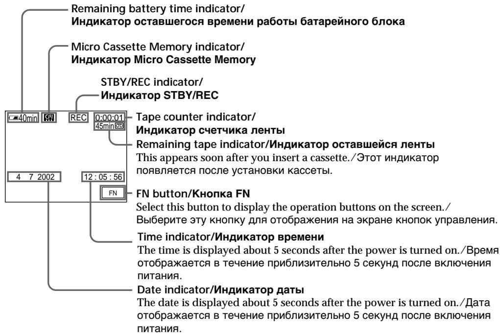 SONY DCR-IP5E - HДИКaTOPbl, OTo6paKaemble BpeKIme 3aIncN - 1