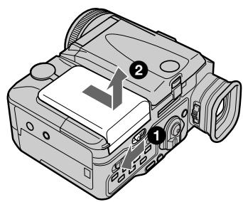 SONY DCR-PC100E - Installing the battery pack - 1