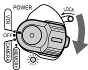SONY DCR-PC3 - Set the POWER switch to VTR while pressing the small green button. - 1