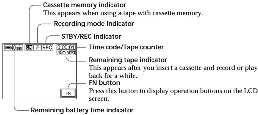 SONY DCR-PC3 - Indicators displayed in the recording mode - 1