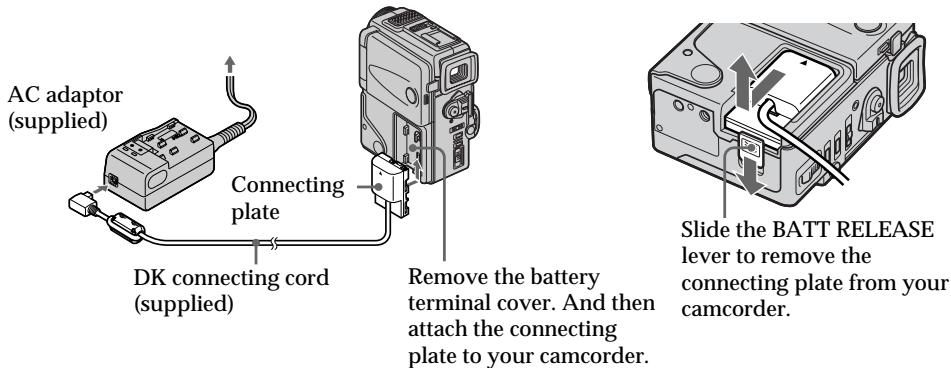 SONY DCR-PC3 - Connecting the power cord (p. 13) - 1
