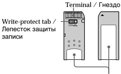 Write-protect tab / Лепесток защиты записи Terminal / Гнездо