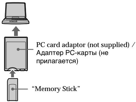 PC card adaptor (not supplied) / Адаптер PC-карты (не прилагается) "Memory Stick"