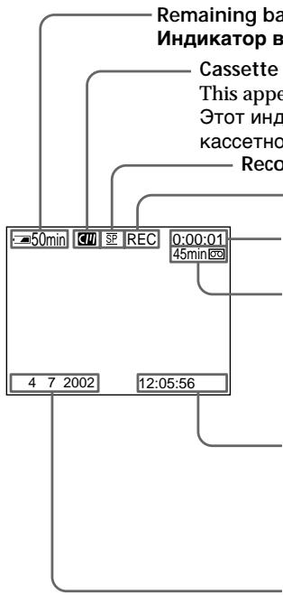 SONY DCR-TRV24E - HДИКaTOPbl, OTo6paKaemble BpeKIme 3aIncN - 1