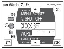 SONY DCR-TRV460E - Select (TIME/LANGU.) with △ / □, then touch OK. - 1