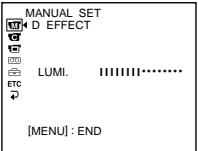 MANUAL SET D EFFECT LUMI. .......... [MENU] : END