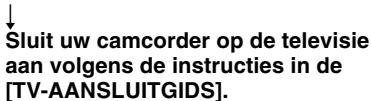↓ Sluit uw camcorder op de televisie aan volgens de instructies in de [TV-AANSLUITGIDS].