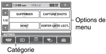 60 min VEILLE SUPPRIMER CAPTURE PHOTO MONT EDITER LISTE LECT. Autres Catégorie Options de menu