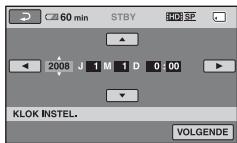 60 min STBY KD SP 2008 J 1 M 1 D 0:00 KLOK INSTEL. VOLGENDE