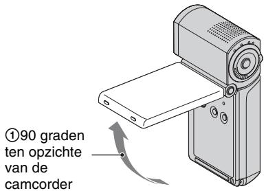 ①90 graden ten opzichte van de camcorder