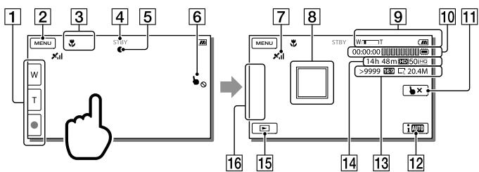 SONY HDR-GW77VE - Indikátory na obrazovke počas nahrávania - 1