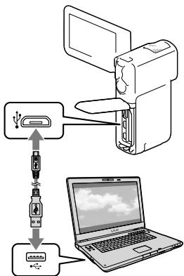 SONY HDR-GW77VE - Podłączyć kamerę do komputera za pośrednictwem kabla USB, a następnie wybrać [Połączenie USB] na ekranie LCD kamery. - 1