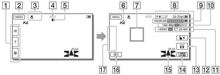 SONY HDR-PJ660 - Elemek megjelenítésé az LCD kijelzön - 2