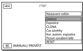 SONY HDR-PJ660 - Přižazení položky nabídky volčí   MANUAL - 1