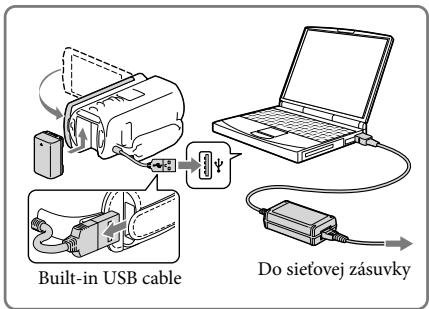 SONY HDR-TD30VE - Zatvorte obrazovku LCD a pripojte batériu. - 1