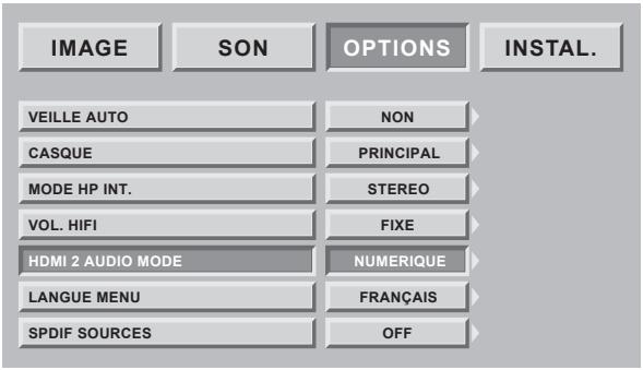SAGEM AXIUM HD-D45H G4-T - Réglage de l'entrée audio HDMI 2 - 1