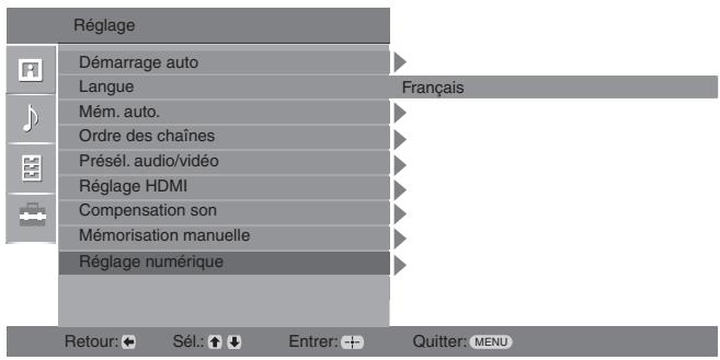 SONY KDL-20B4050 - Menu réglage numérique DVB - 1