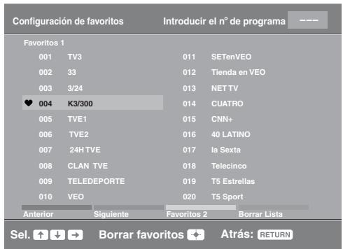 SONY KDL-32S5500 - Utilización de la lista Favoritos Digitales DVB* - 1
