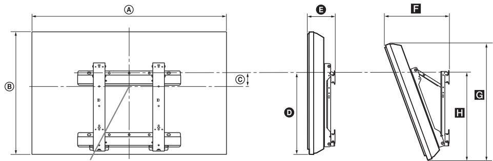 SONY KDL-40EX600 - Tabelle der Fernsehgeräte-Installationsabmessungen - 1