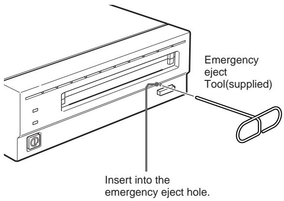 Emergency eject Tool(supplied) Insert into the emergency eject hole.
