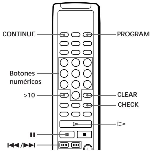 CONTINUE PROGRAM Botones numéricos >10 CLEAR CHECK +/-